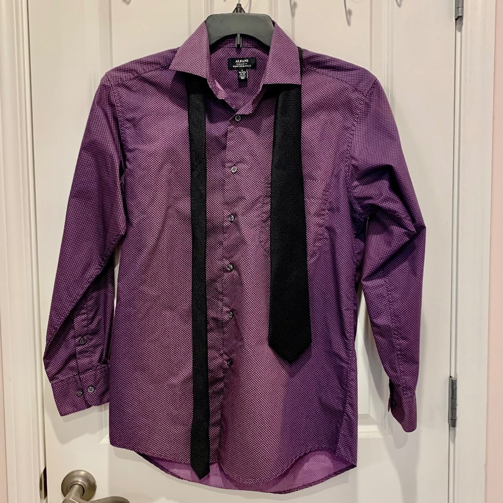 Men’s Alfani purple dress shirt size small 14-14 1/2